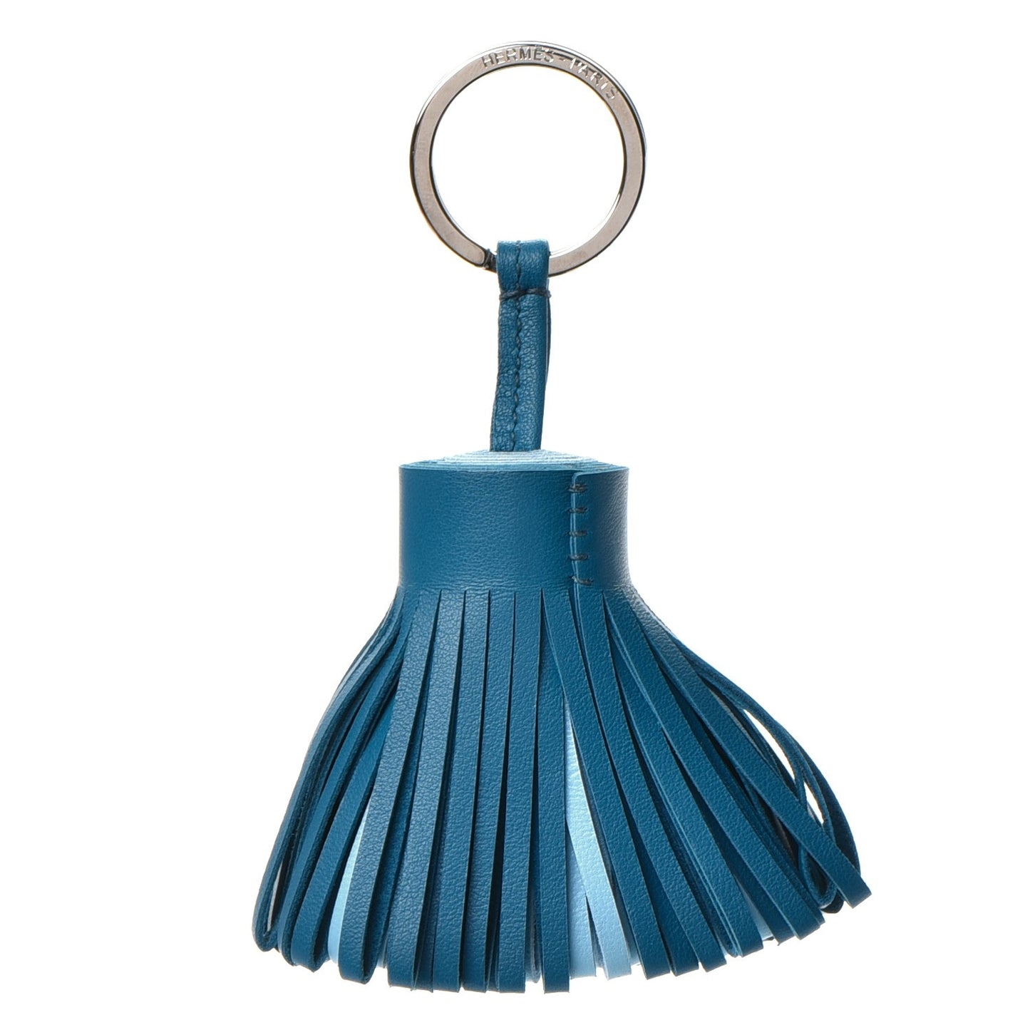 Lambskin Bi-Color Carmen Tassel Key Holder Bleu Izmir Celeste