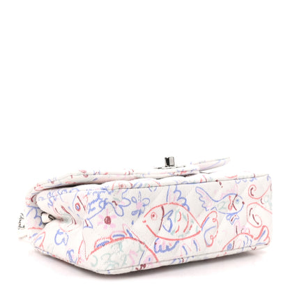 Chanel Denim Printed Fish Quilted Mini Rectangular Flap White Multicolor 4 of 10