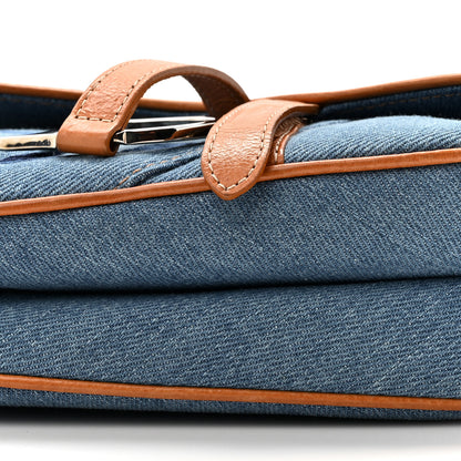Christian Dior Denim Embroidered Saddle Bag Blue 9 of 13