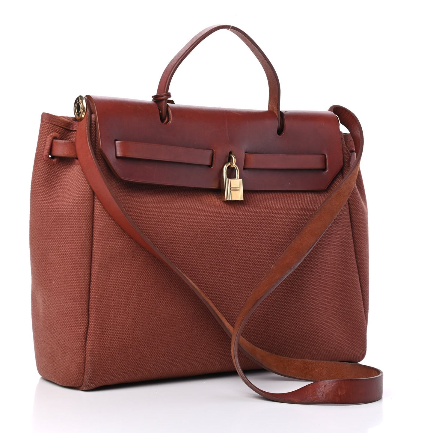 Toile Vache Calfskin Herbag 30 PM Havane
