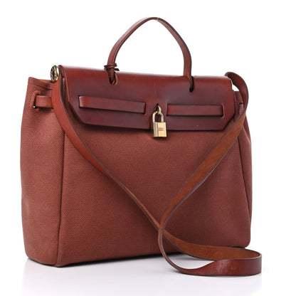 Hermes Toile Vache Calfskin Herbag 30 PM Havane 2 of 4