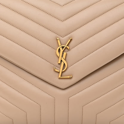 Saint Laurent Calfskin Matelasse Large Loulou Monogram Chain Satchel Dark Beige 8 of 15