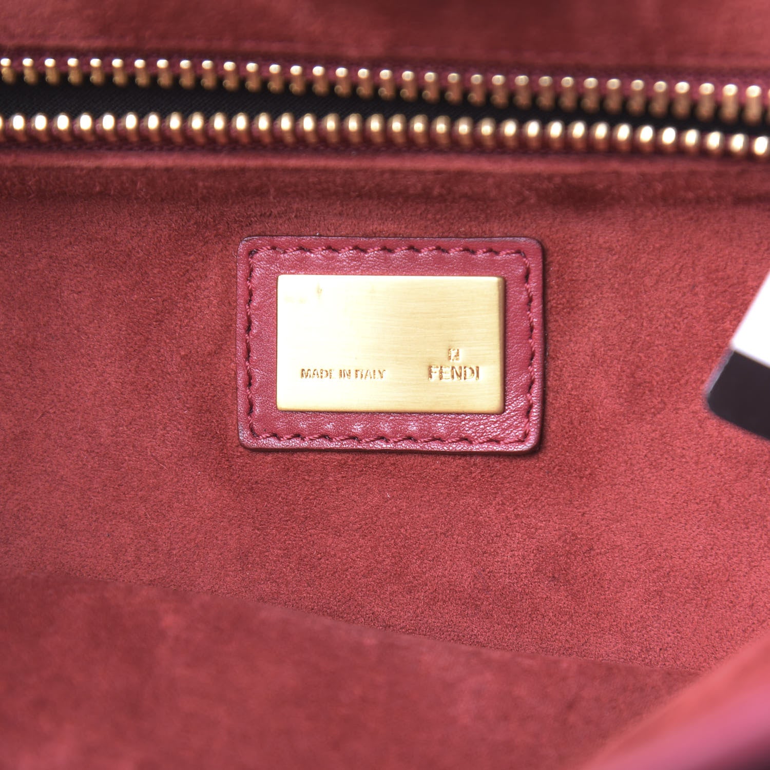 Fendi Vitello Suede Medium Peekaboo Iconic Satchel Rubino Peonia 7 of 14