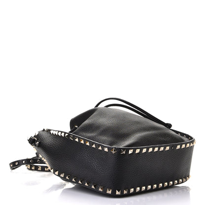 Valentino Garavani Grained Calfskin Rockstud Bucket Bag Black 3 of 9