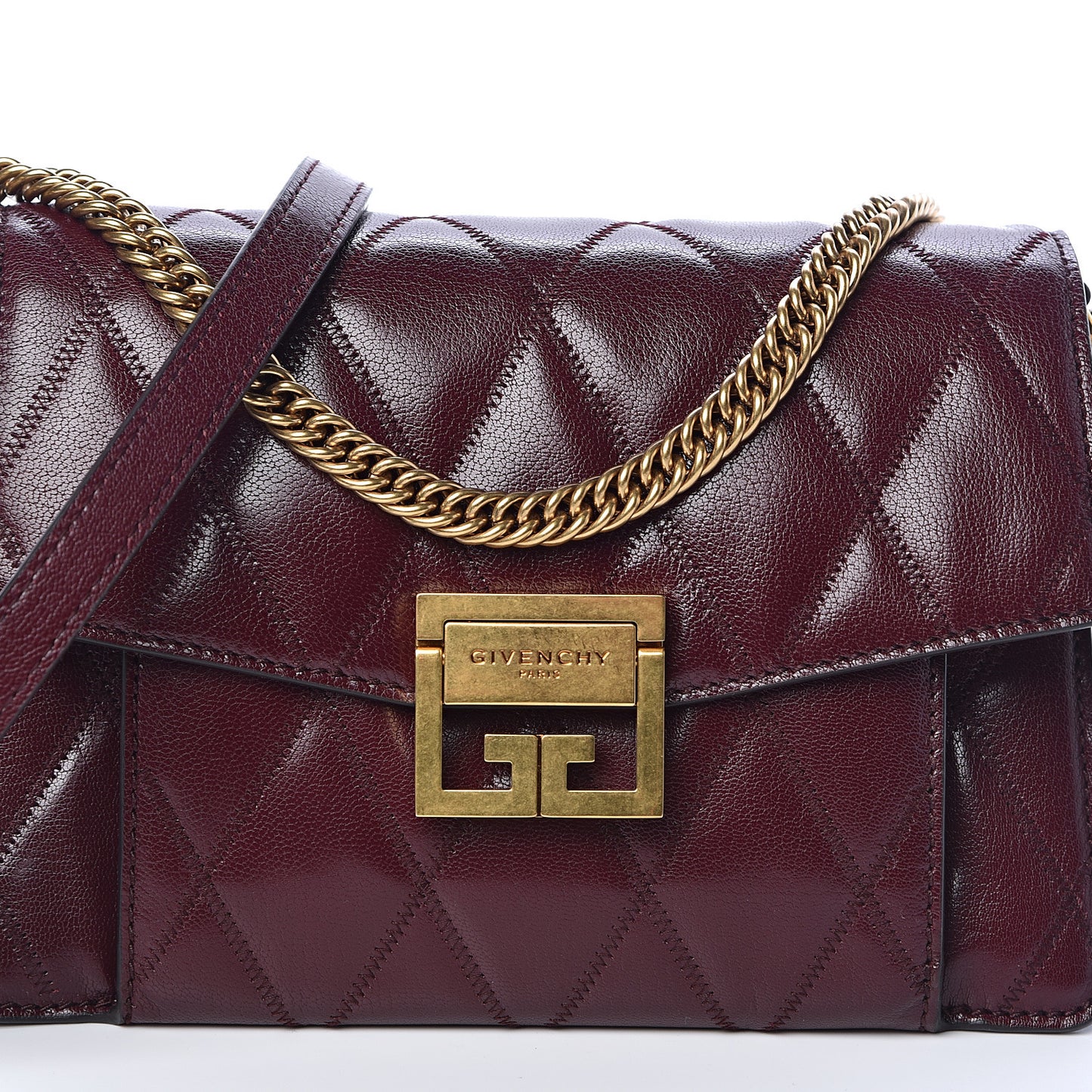 Goatskin Quilted Small GV3 Shoulder Bag Aubergine