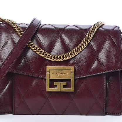 Givenchy Goatskin Quilted Small GV3 Shoulder Bag Aubergine 7 of 9