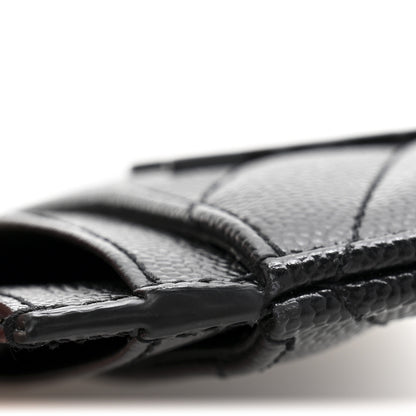 Saint Laurent Grain De Poudre Matelasse Chevron Monochrome Monogram Credit Card Case Black 9 of 10