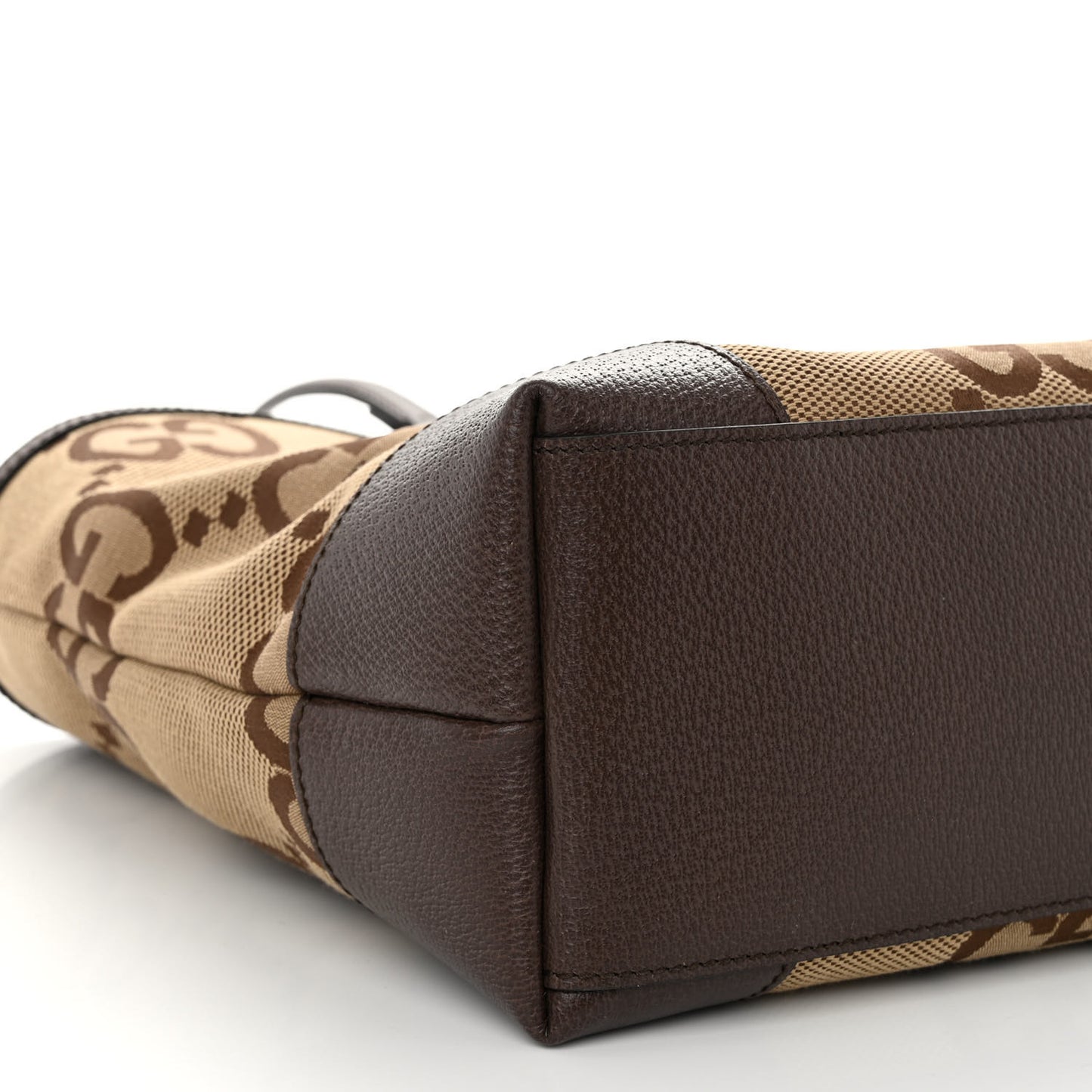 Monogram Jumbo GG Textured Dollar Calfskin Web Medium Ophidia Shopping Tote Camel Ebony