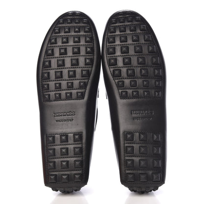 Hermes Calfskin Mens Oscar Loafers 42 Black 5 of 9