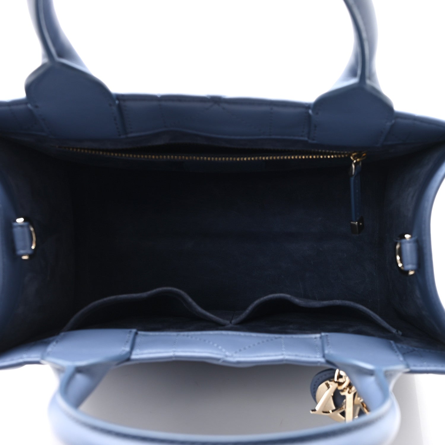 Christian Dior Calfskin Macro Cannage Small Book Tote Denim Blue 5 of 10