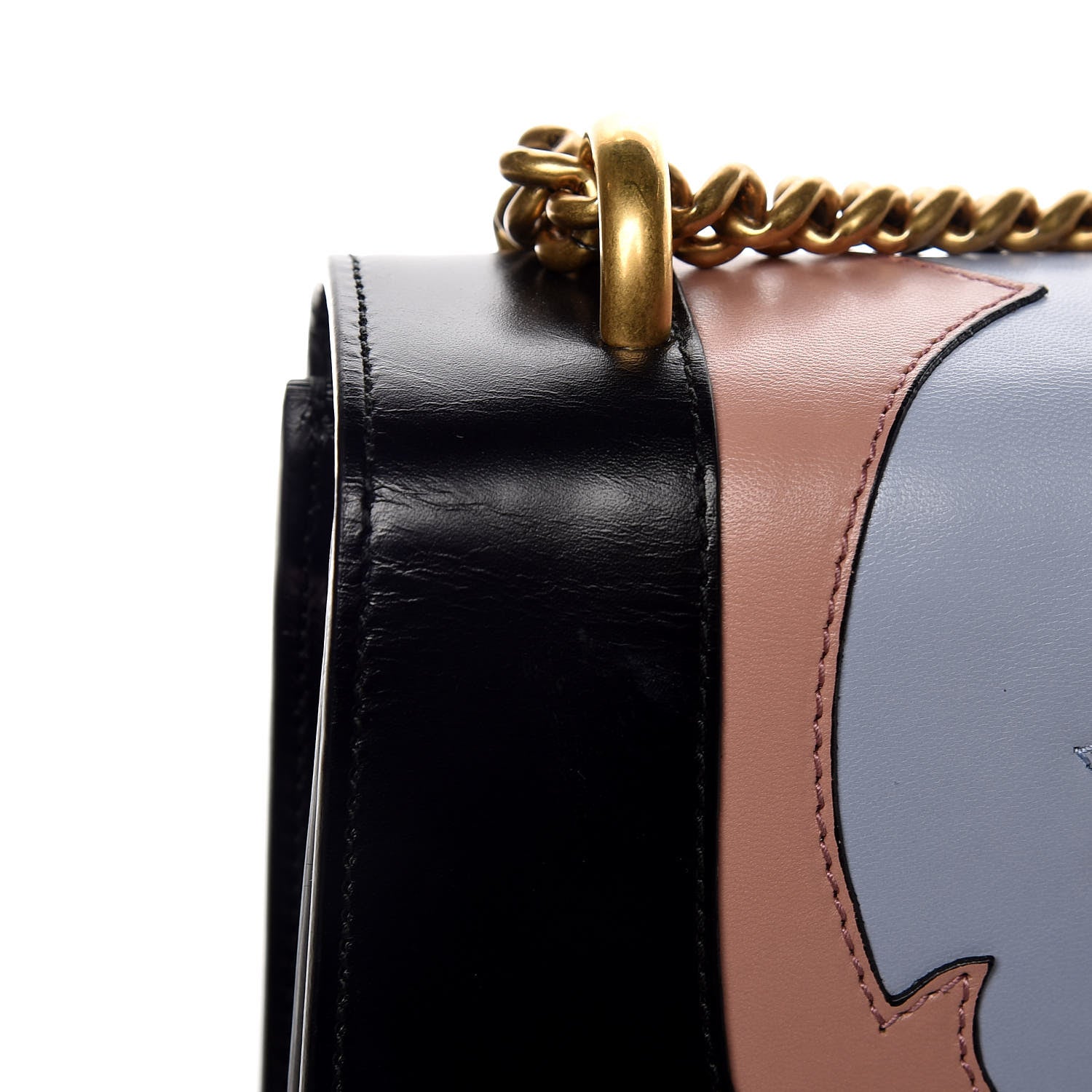 Gucci Calfskin Web Heart Medium GG Marmont Chain Handle Bag Black 11 of 18