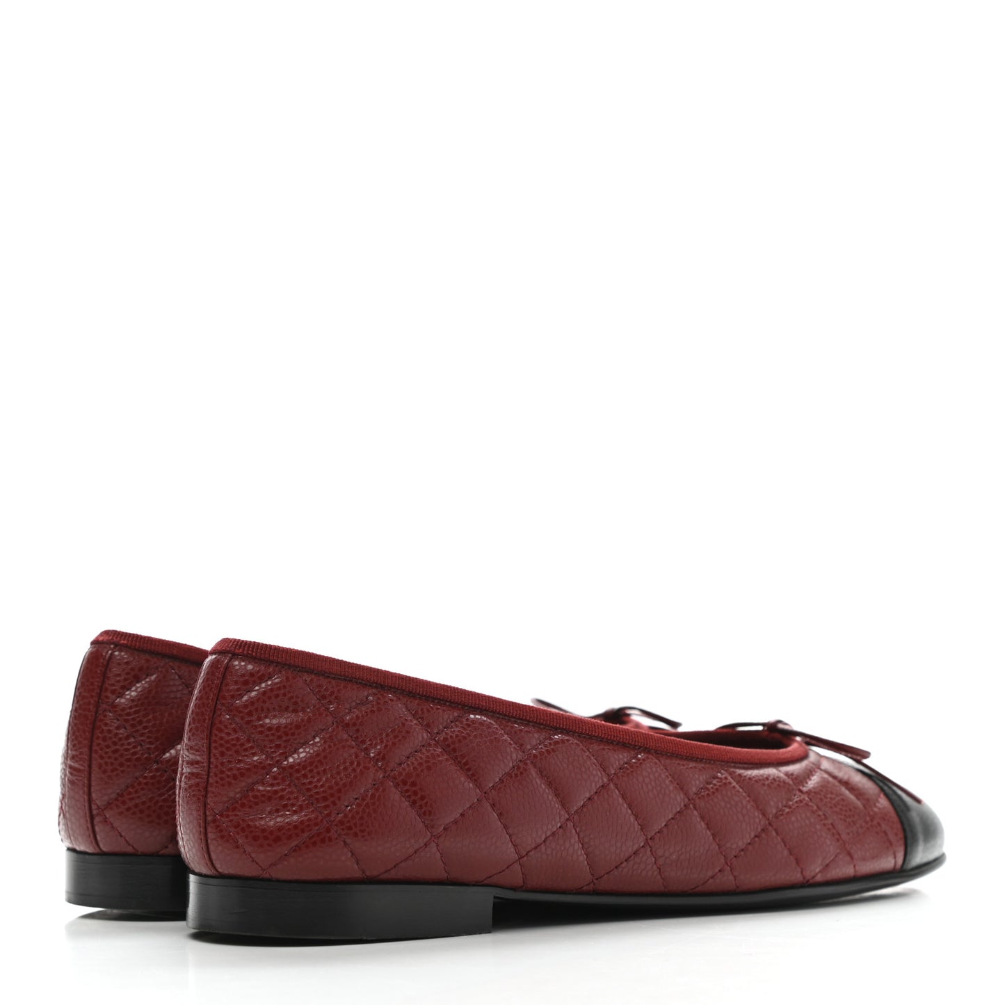 Caviar Quilted CC Cap Toe Ballerina Flats 40 Black Red