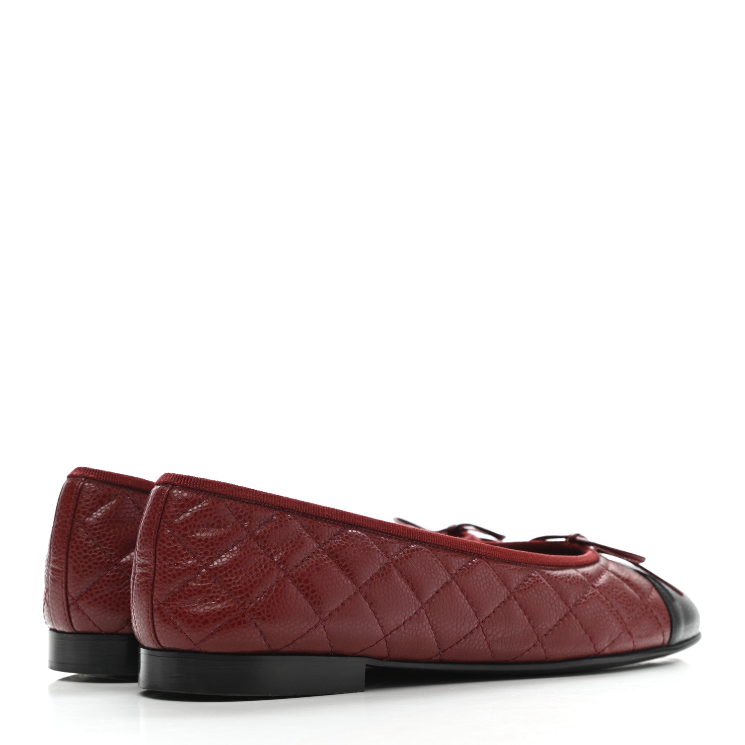 Chanel Caviar Quilted CC Cap Toe Ballerina Flats 40 Black Red 4 of 8