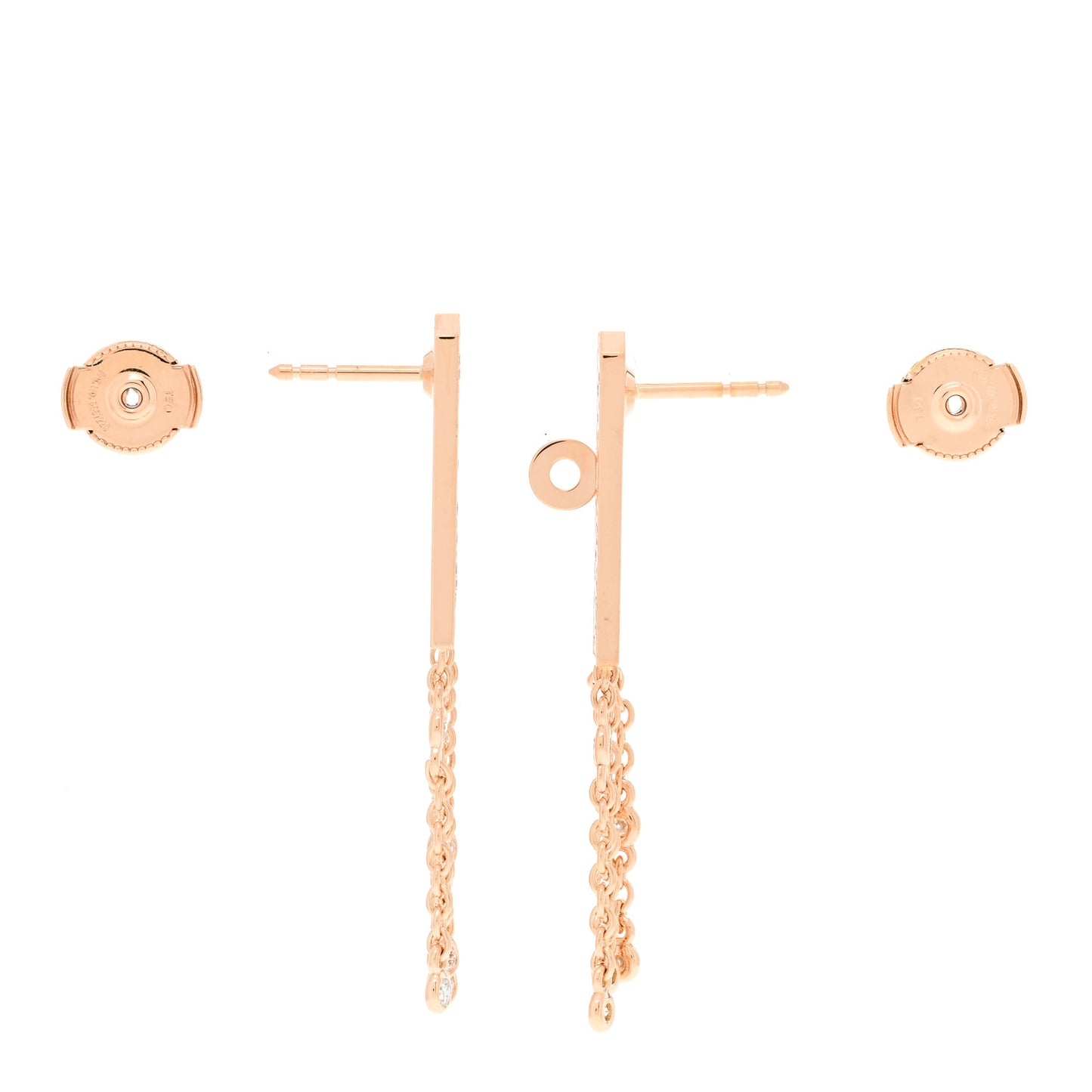 18K Rose Gold Diamond Kelly Gavroche Pave Earrings