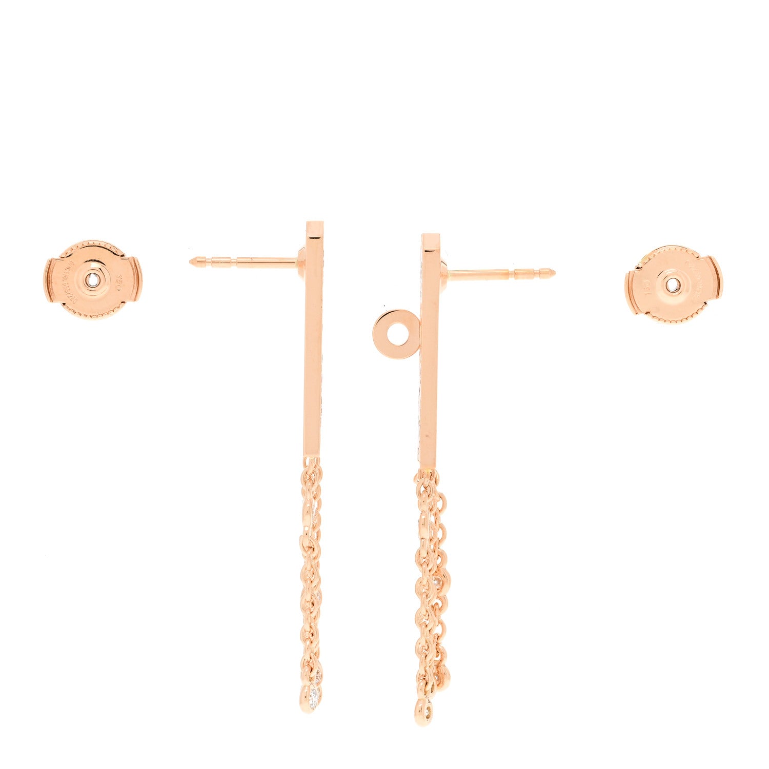 Hermes 18K Rose Gold Diamond Kelly Gavroche Pave Earrings 3 of 5