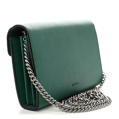 Gucci Calfskin Mini Dionysus Chain Wallet Emerald 3 of 11