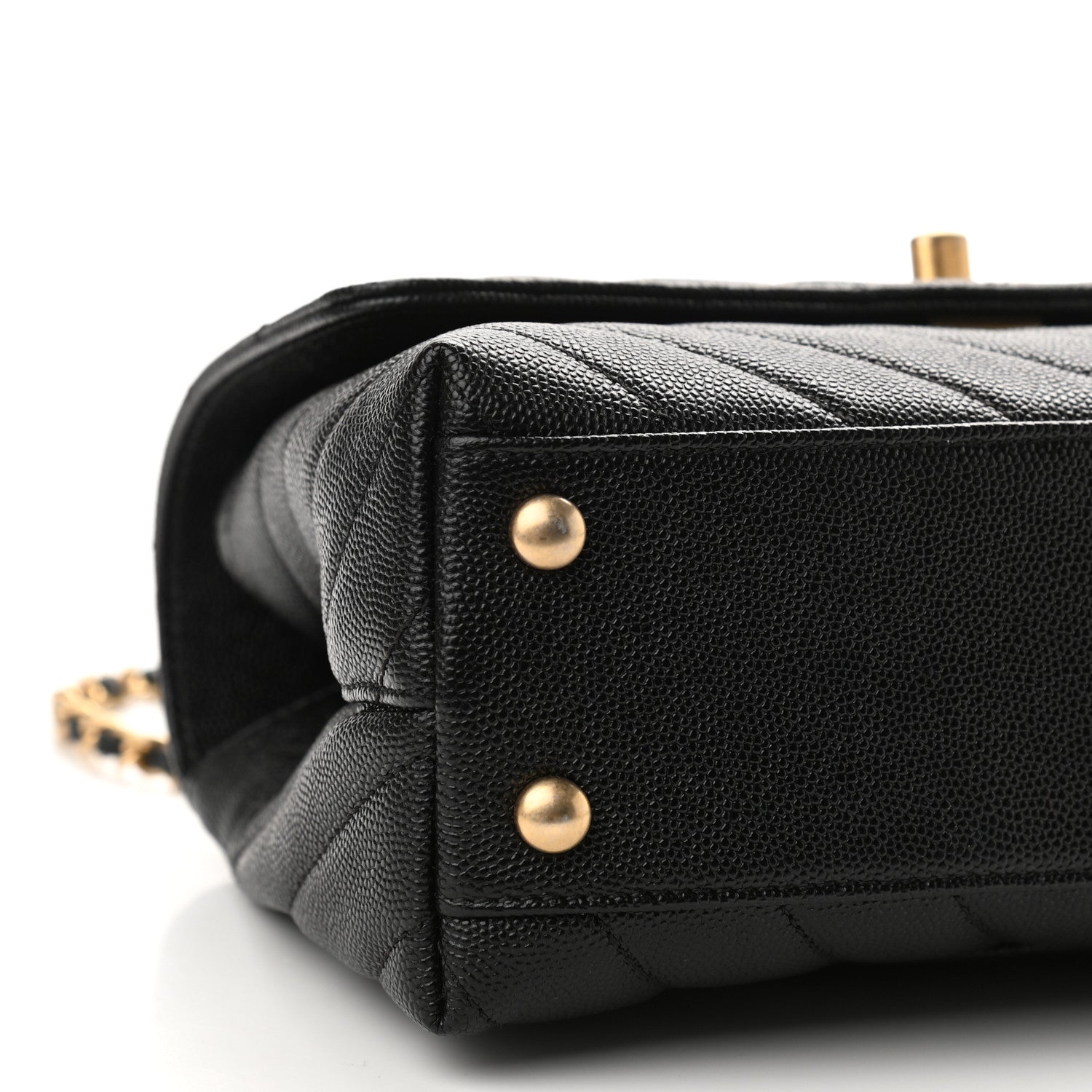 Chanel Caviar Chevron Quilted Mini Coco Handle Flap Black 8 of 10