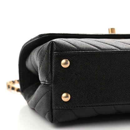 Chanel Caviar Chevron Quilted Mini Coco Handle Flap Black 8 of 10