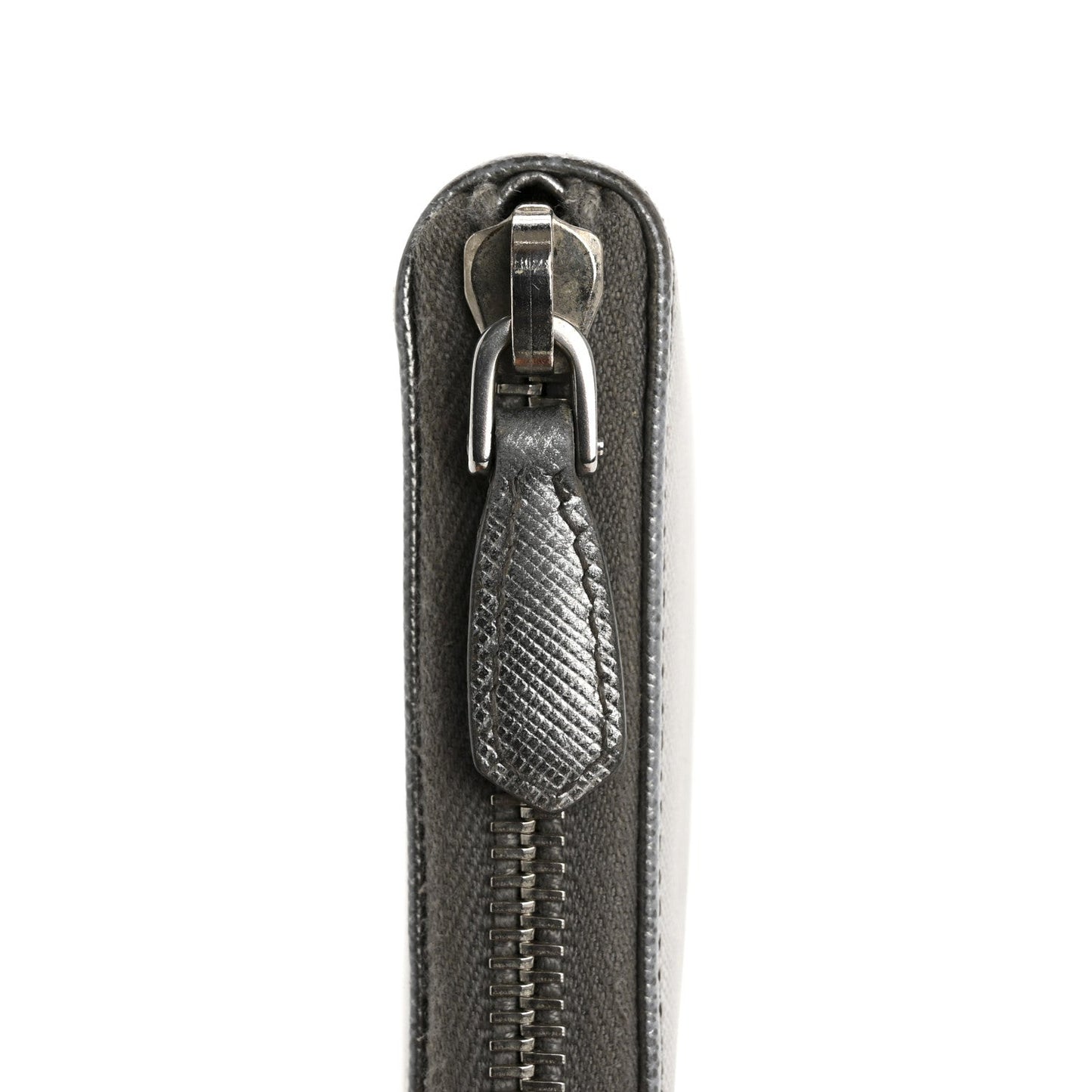Saffiano Metal Zip Around Wallet Argento