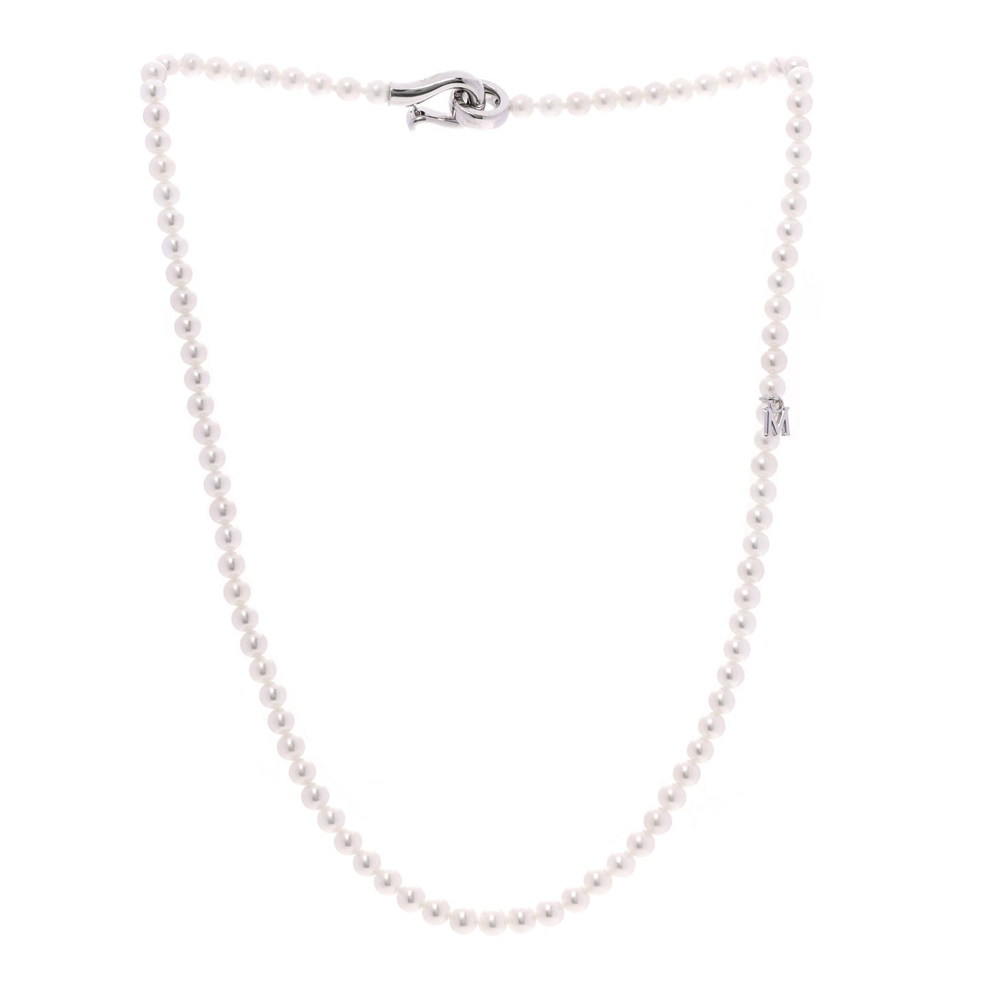 18K White Gold Akoya Cultured Pearl 4mm Strand Necklace 16"