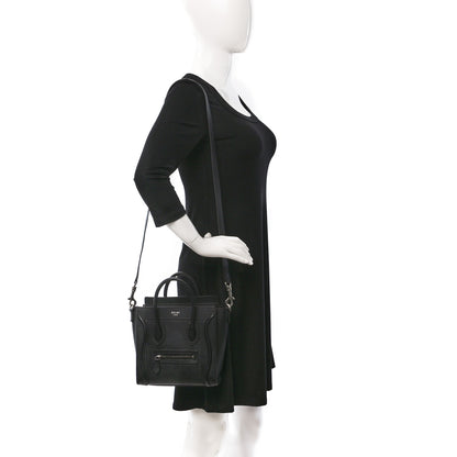 Celine Drummed Calfskin Nano Luggage Black 2 of 8