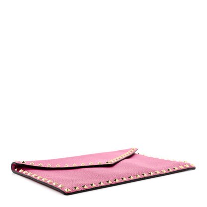 Valentino Garavani Pebbled Calfskin Large Rockstud Envelope Clutch Rose Violet 4 of 6