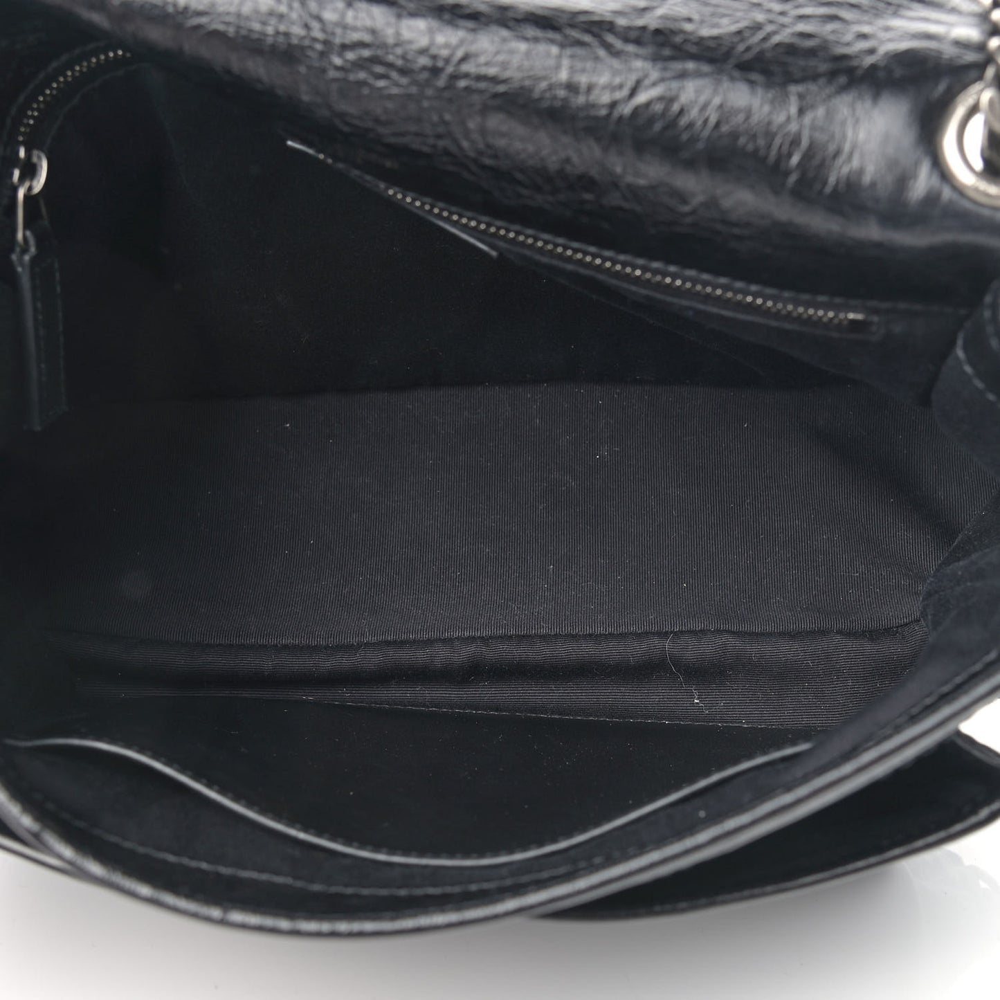 Crinkled Calfskin Matelasse Monogram Medium Niki Chain Satchel Black