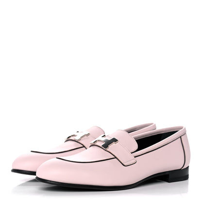 Hermes Calfskin Womens Paris Loafers 37.5 Rose Petale 3 of 9