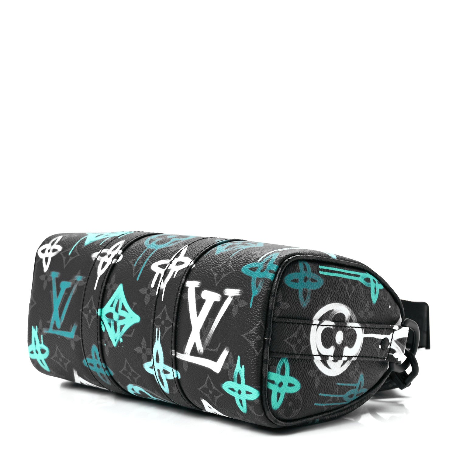 Louis Vuitton Monogram Eclipse LV Graffiti Keepall Bandouliere 25 Green Lights 8 of 11