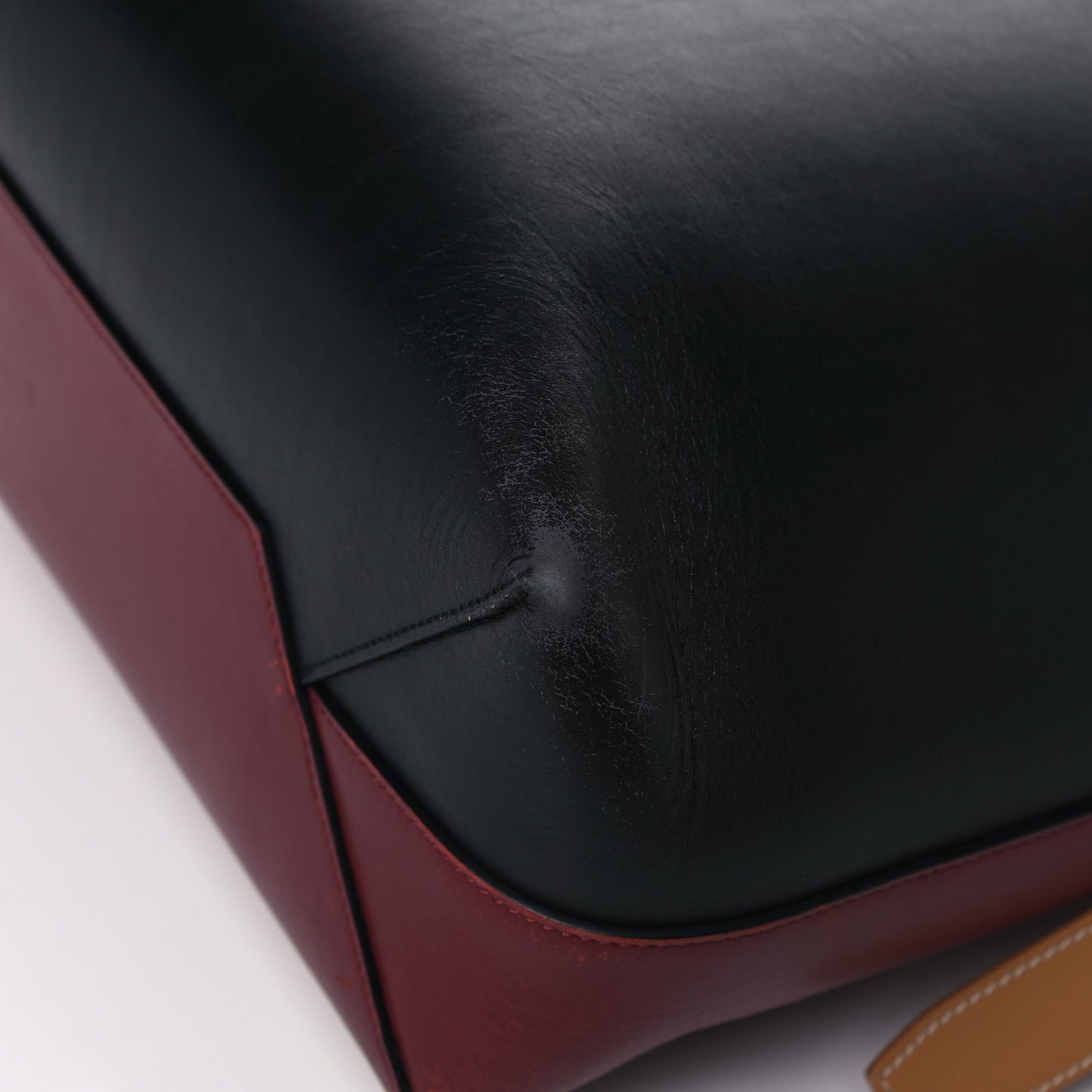 Shiny Smooth Calfskin Small Twisted Cabas Dark Ruby Navy