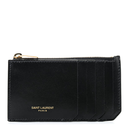 Saint Laurent Calfskin 5 Fragments Zip Pouch Card Holder Black 1 of 7