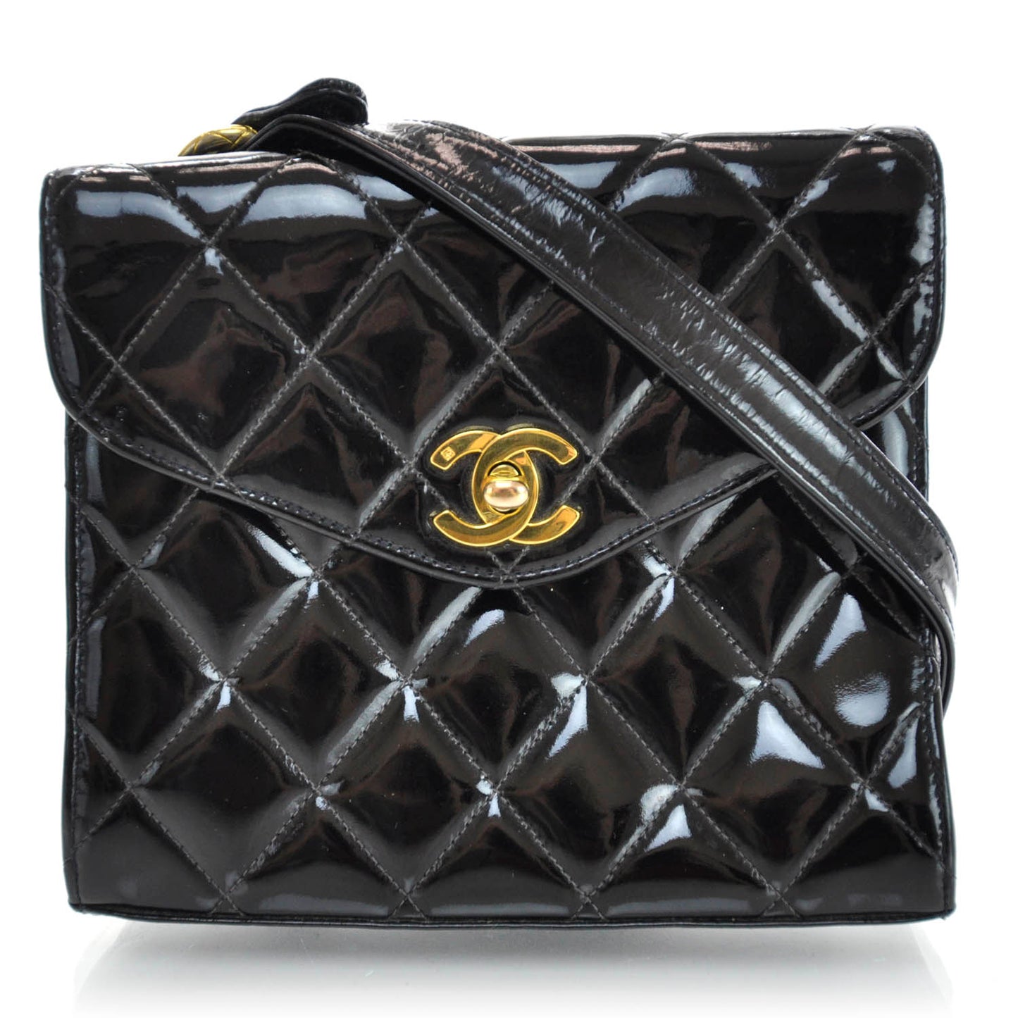 Patent Flap Bag Black