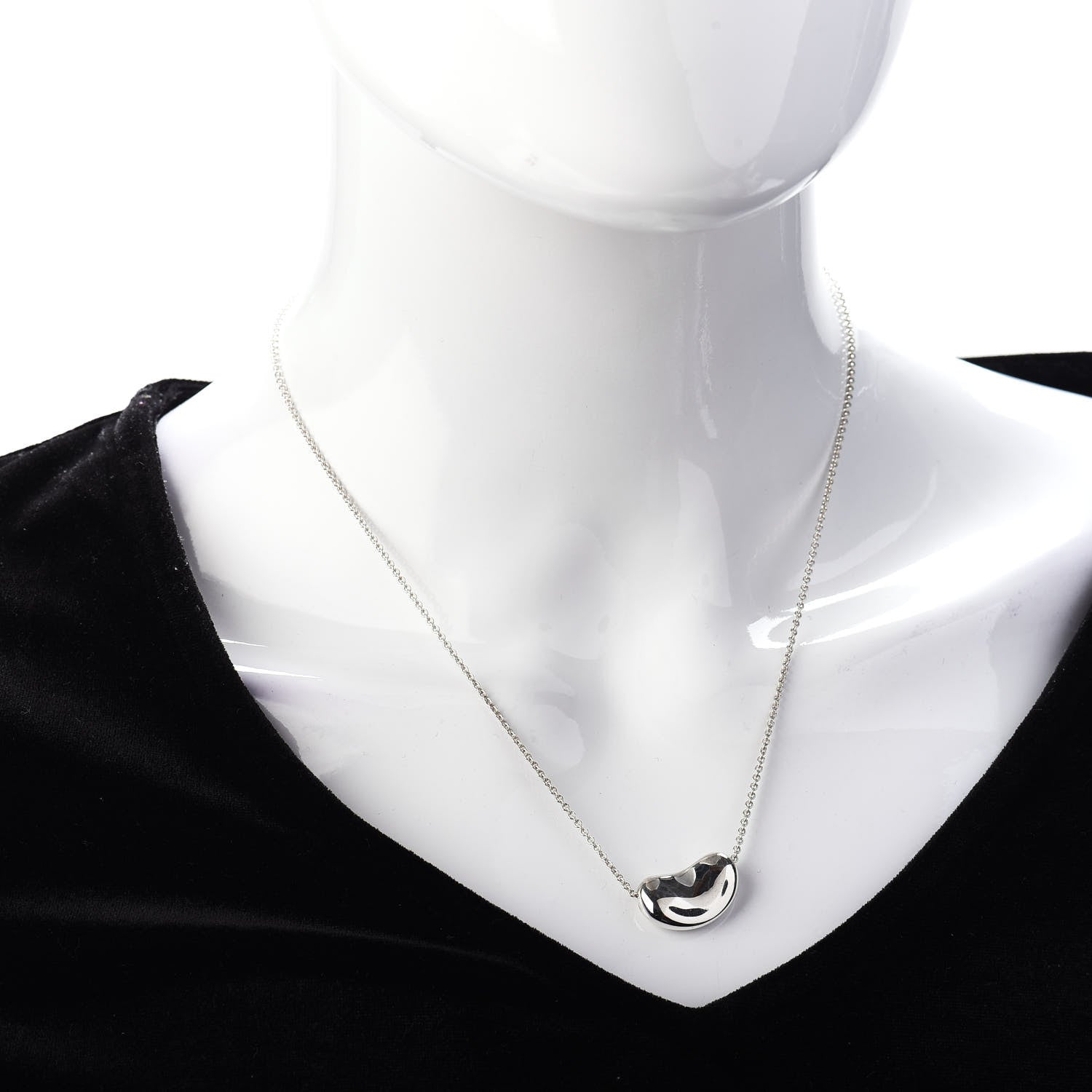 Tiffany Sterling Silver 20mm Elsa Peretti Bean Pendant Necklace 2 of 4