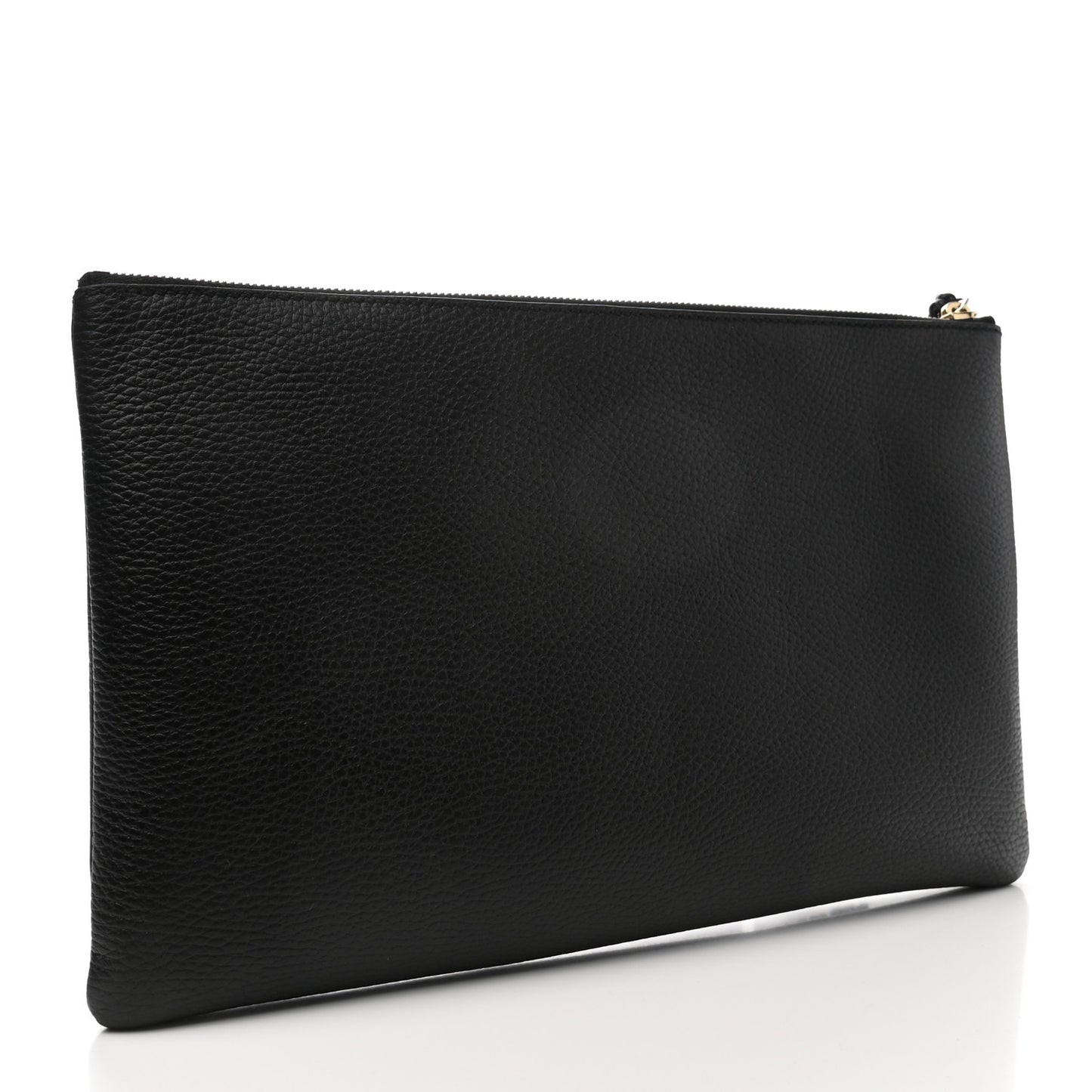 Pebbled Calfskin Large Bamboo Clutch Black