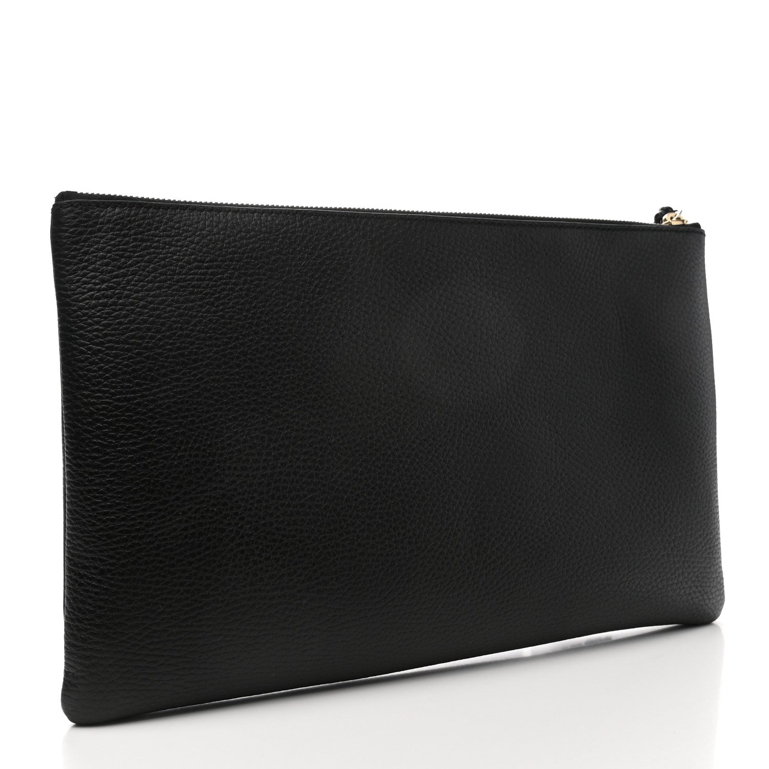 Gucci Pebbled Calfskin Large Bamboo Clutch Black 3 of 7