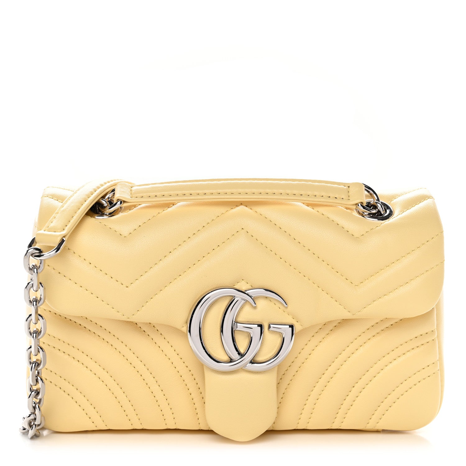 Gucci Lambskin Matelasse Small GG Marmont Shoulder Bag Yellow 1 of 10