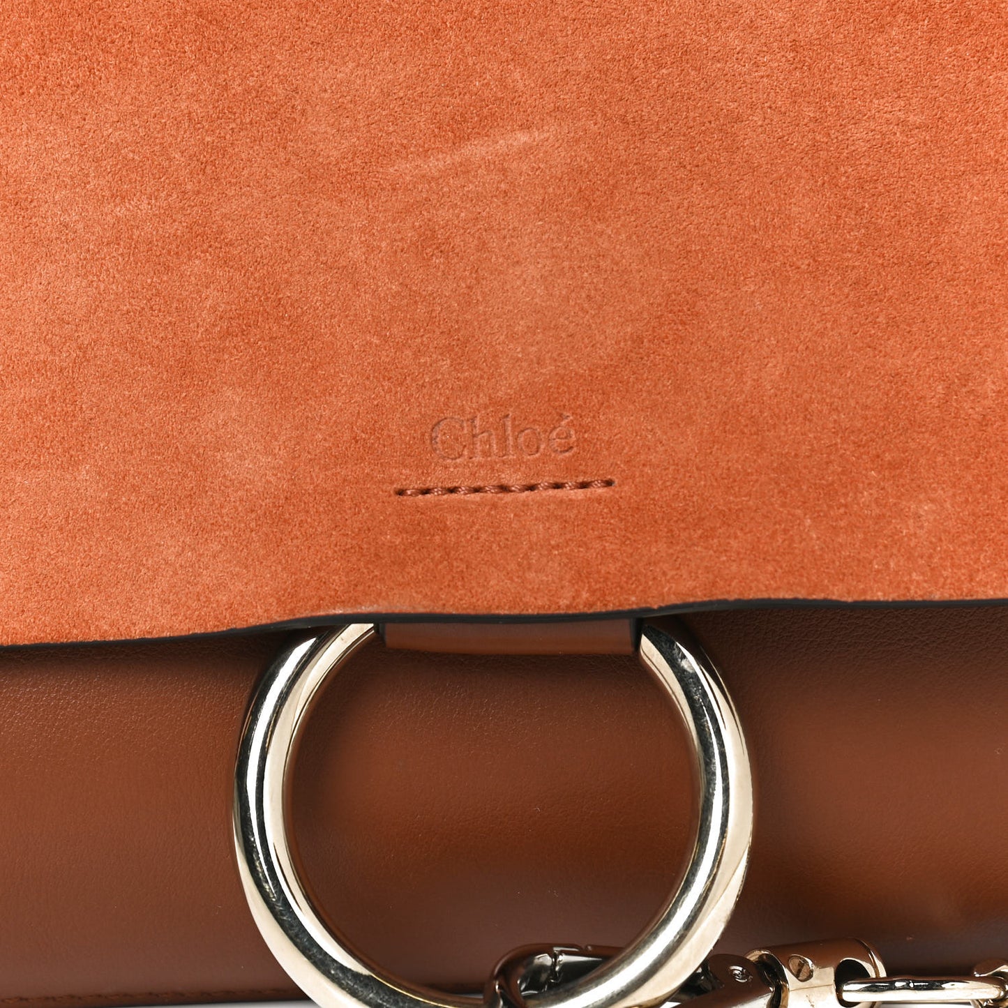 Suede Calfskin Small Faye Shoulder Bag Tobacco