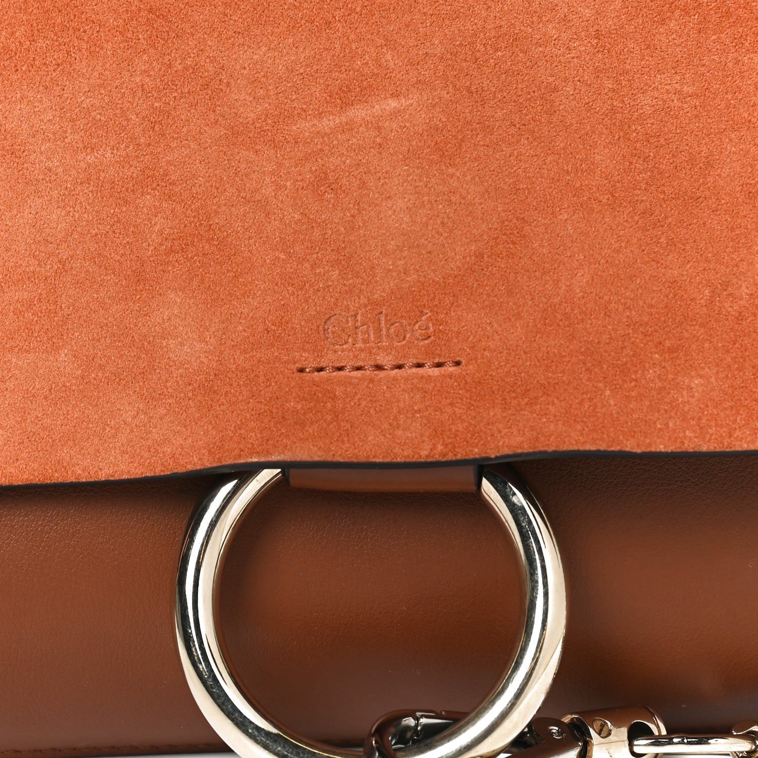 Chloe Suede Calfskin Small Faye Shoulder Bag Tobacco 7 of 13