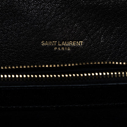 Saint Laurent Sheepskin Matelasse Chevron Monogram Large College Satchel Black 6 of 13