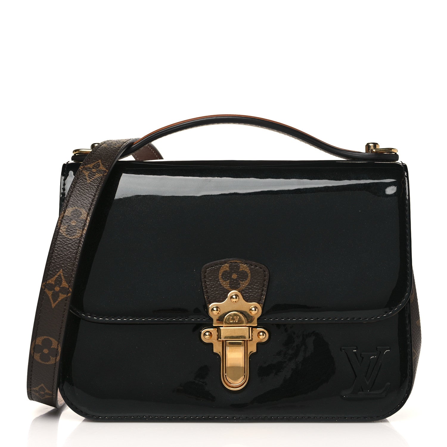 Louis Vuitton Patent Calfskin Monogram Cherrywood BB Black 2 of 8