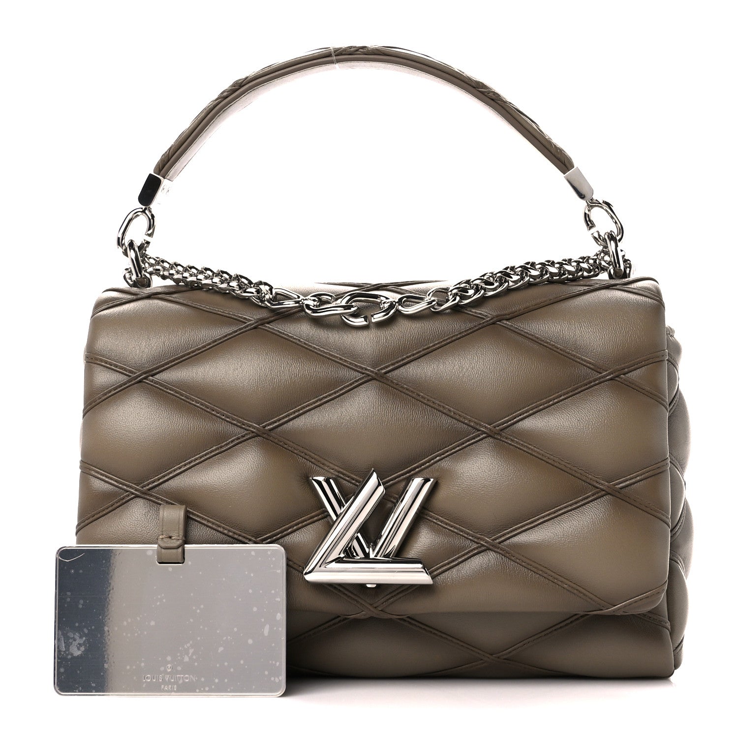 Louis Vuitton Lambskin Malletage Top Handle GO-14 MM Taupe 3 of 14