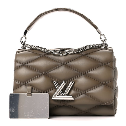 Louis Vuitton Lambskin Malletage Top Handle GO-14 MM Taupe 3 of 14
