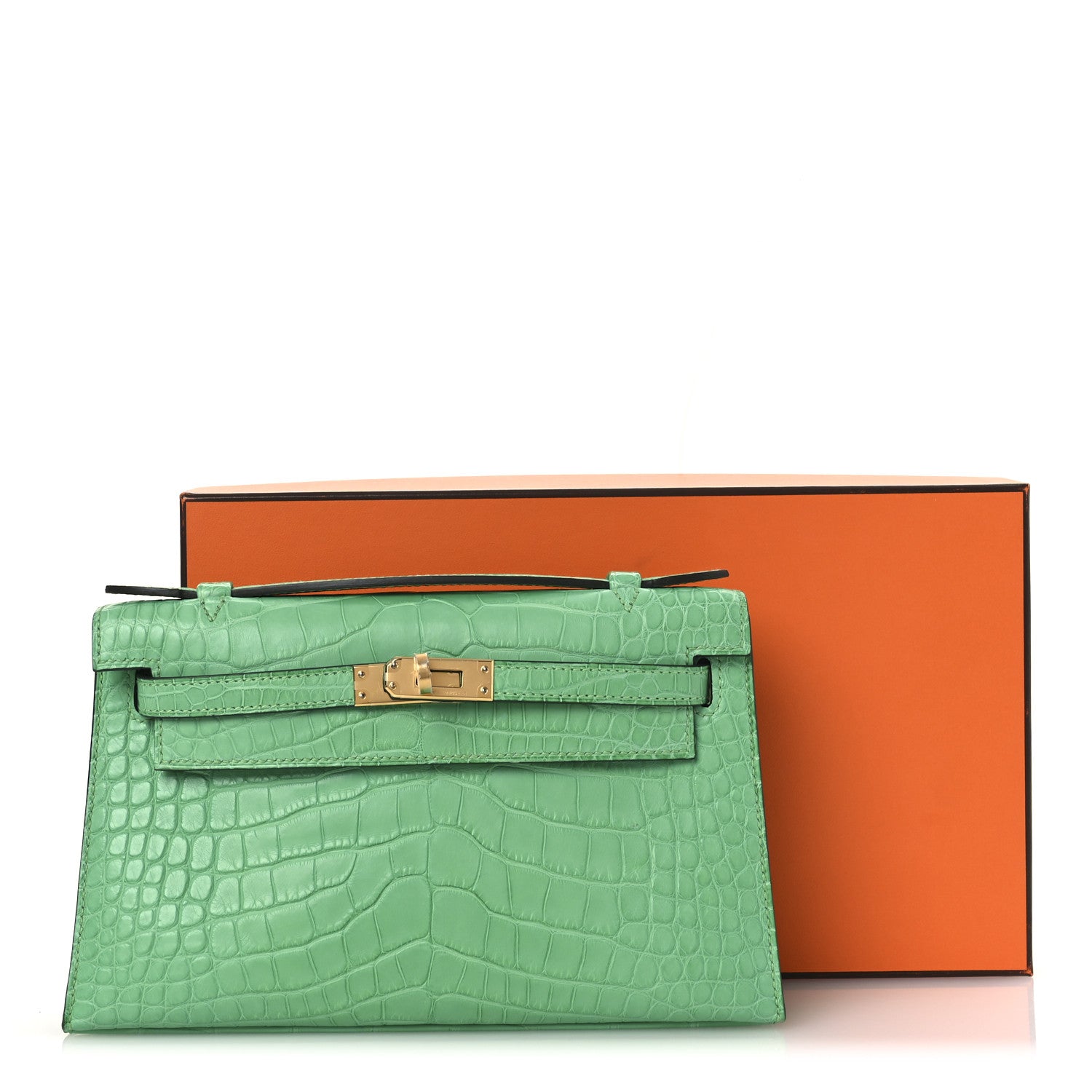 Hermes Matte Alligator Kelly Pochette Vert Comics 12 of 12