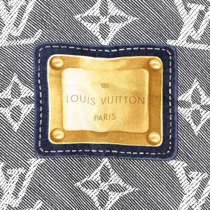 Louis Vuitton Silk Monogram New Denim Bandana Scarf Navy 2 of 3