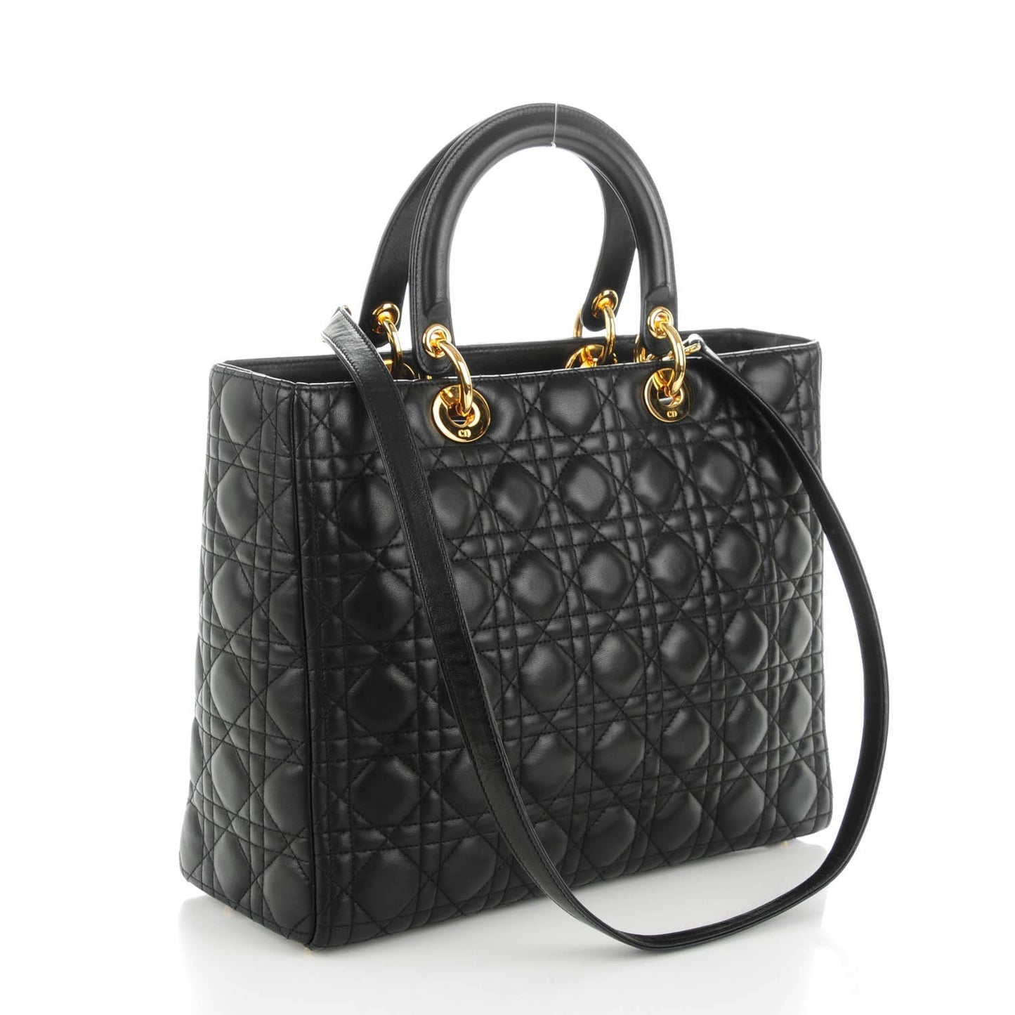 Lambskin Cannage Large Lady Dior Black