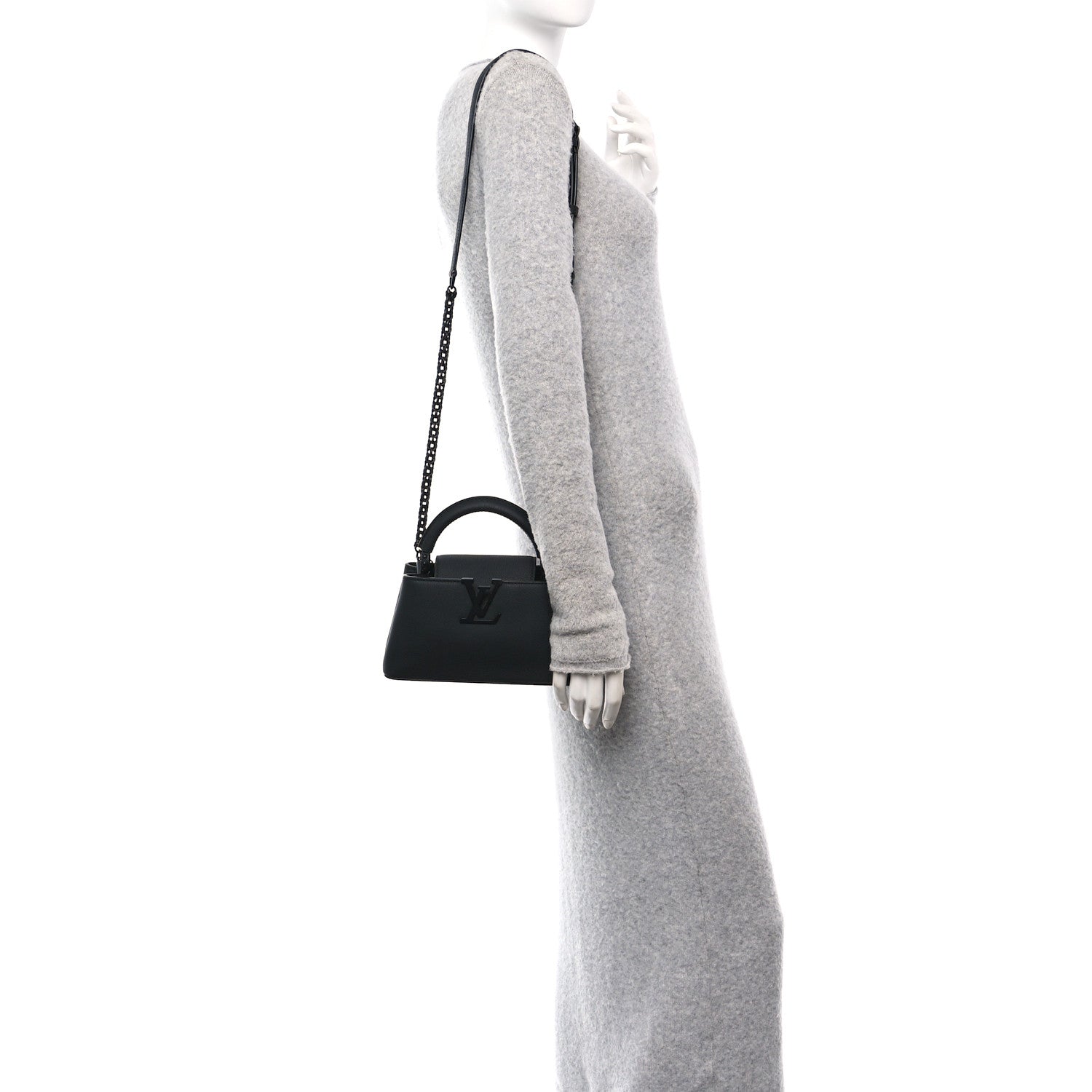 Louis Vuitton Matte Taurillon Capucines East West Mini All Black 2 of 9