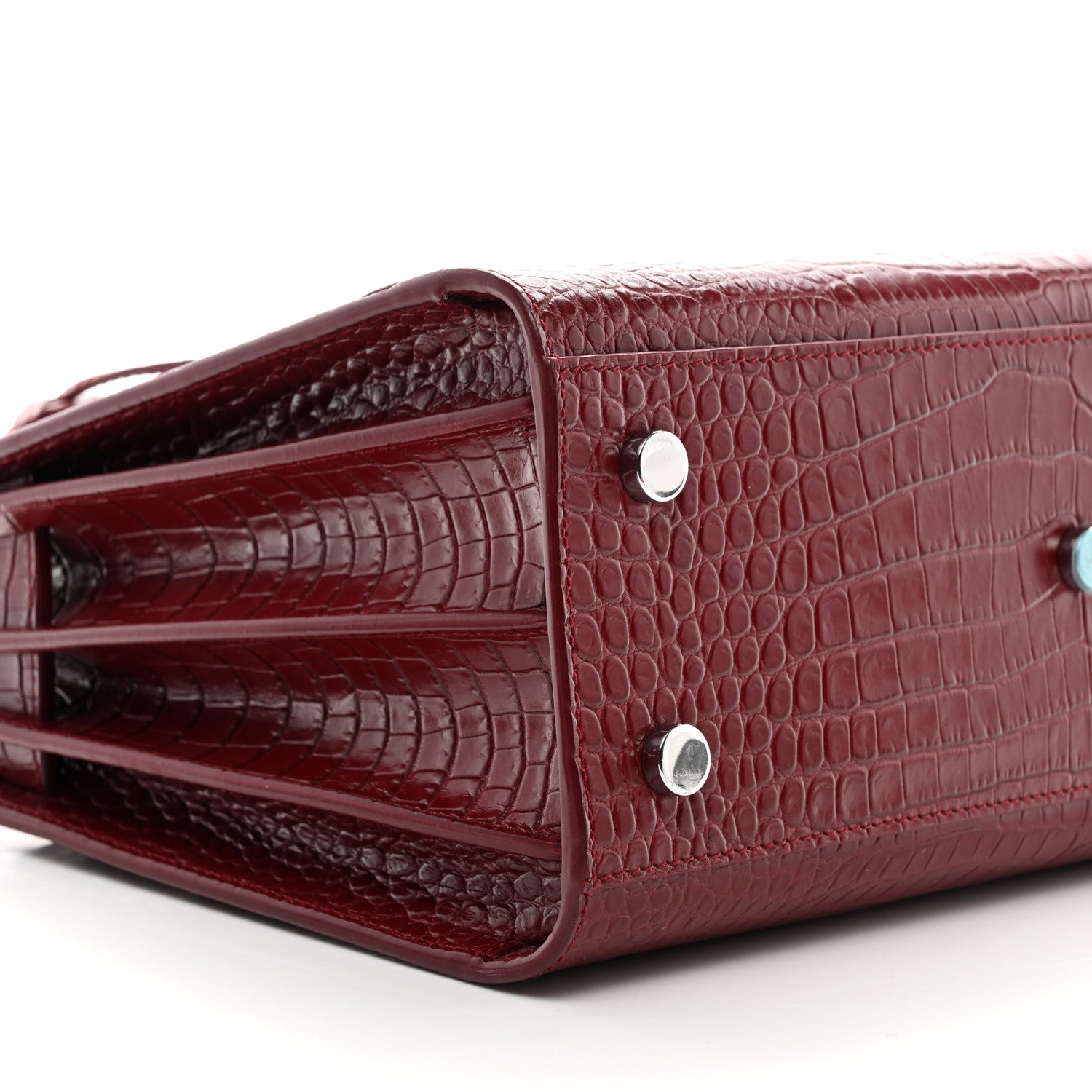 Saint Laurent Calfskin Crocodile Embossed Baby Sac De Jour Red 9 of 10