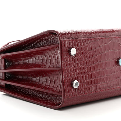 Saint Laurent Calfskin Crocodile Embossed Baby Sac De Jour Red 9 of 10