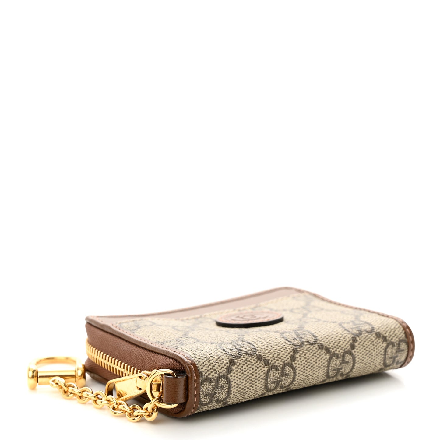 GG Supreme Monogram Azalea Calfskin Retro Interlocking G Compact Wallet Dark Brown