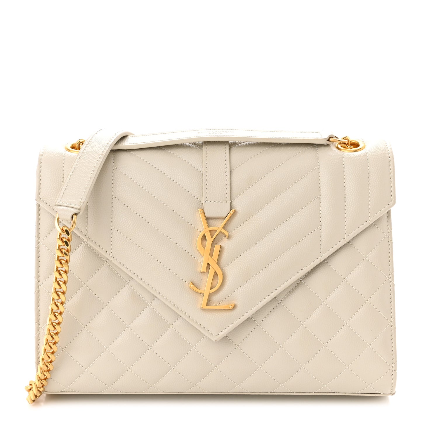 Grain De Poudre Textured Mixed Matelasse Medium Triquilt Monogram Satchel Crema Soft